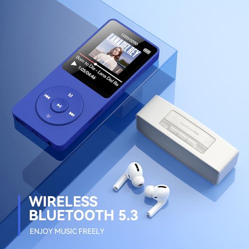 MP3 Player with Bluetooth 5.3, 1.8 Inch Screen, FM Radio, Voice Recorder I138