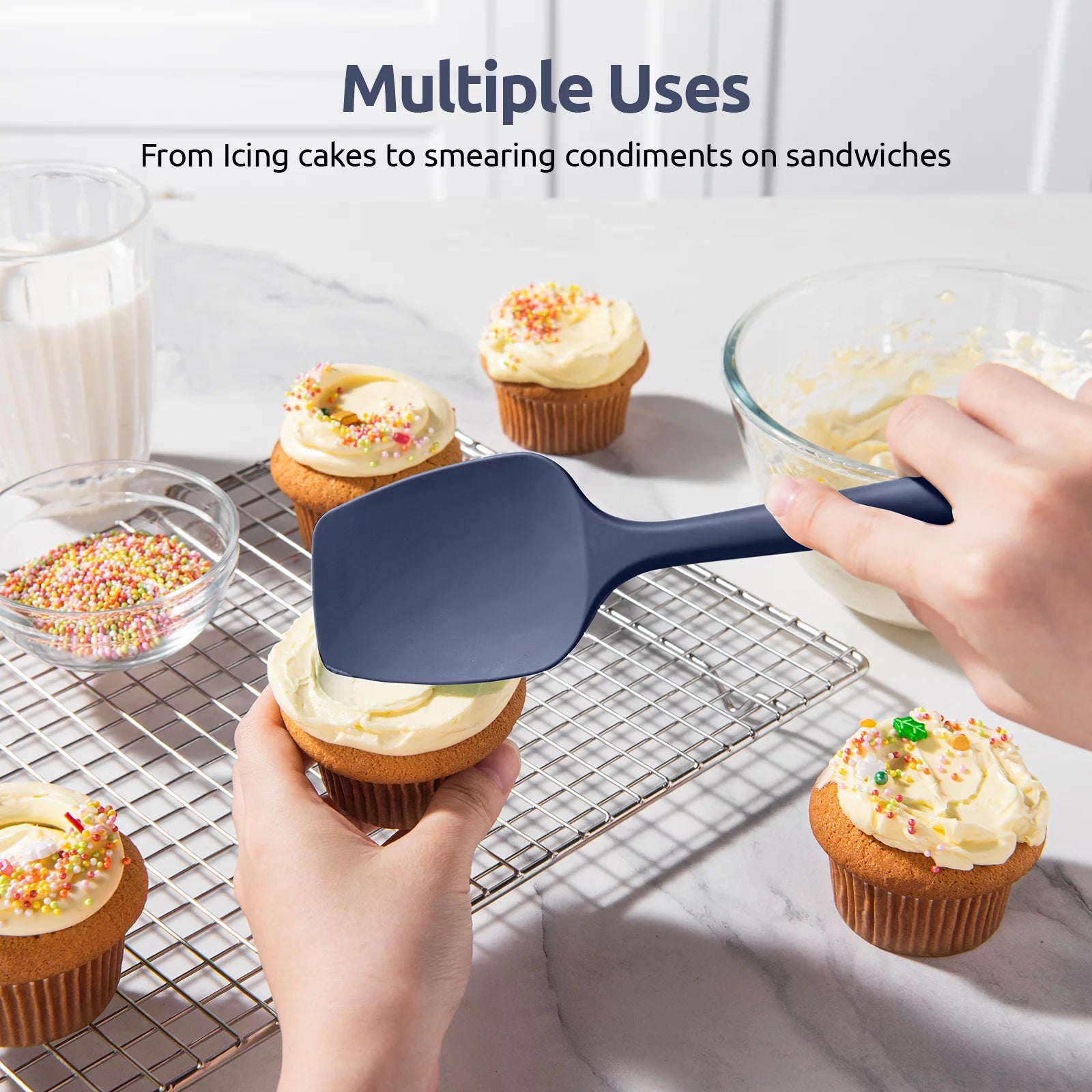 Silicone Spoon Spatula Set of 3, BPA-Free Food Grade, Heat Resistant up to 600°F A132