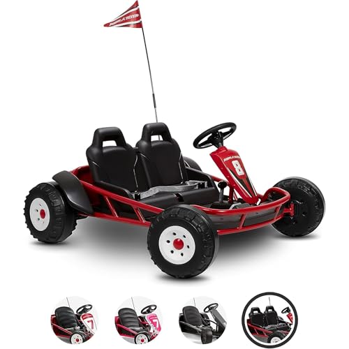 Kids Electric Go-Kart with Adjustable Seat, Rubber Wheels B5495