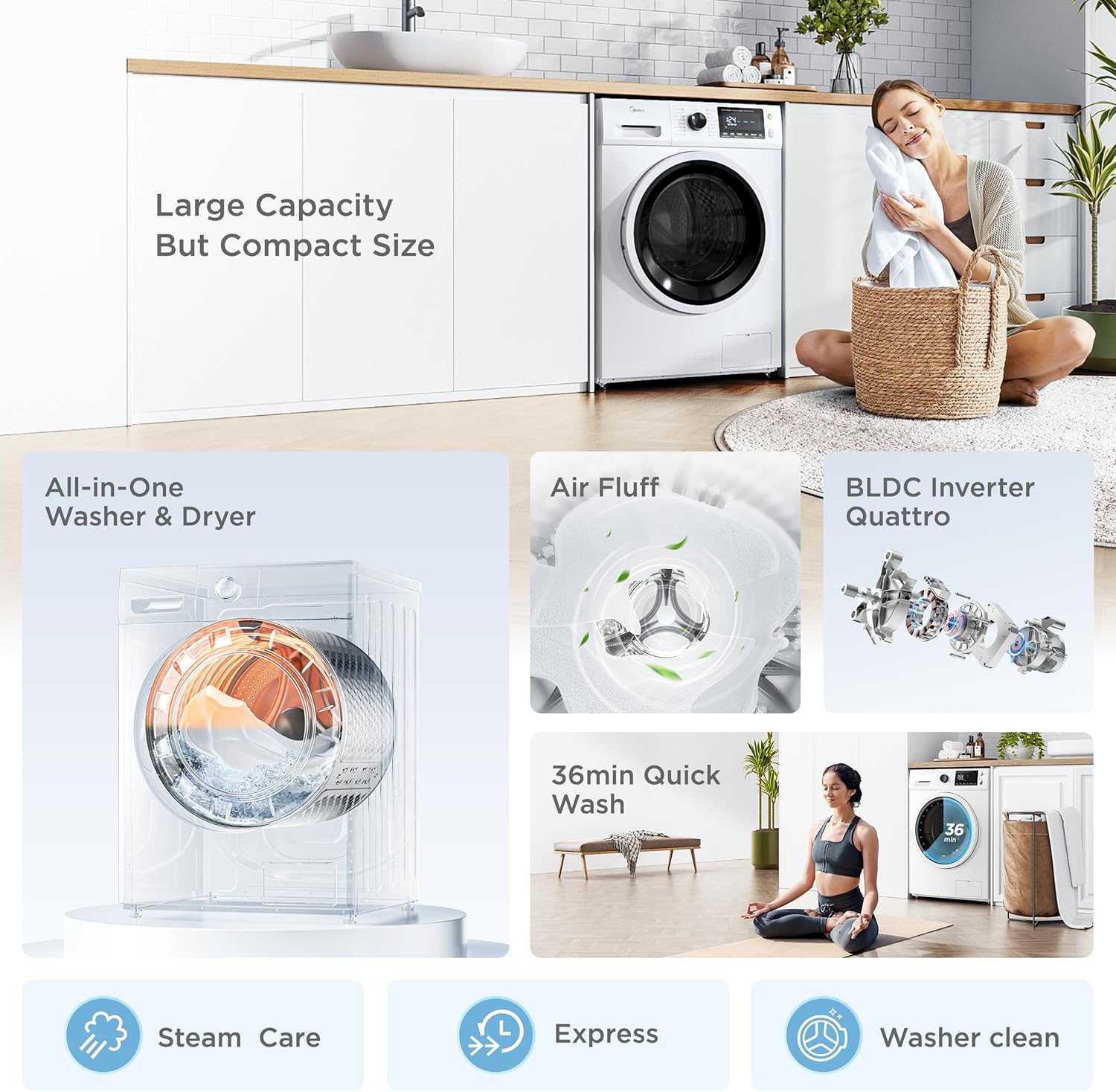 24 Inch Washer and Dryer Combo, Ventless, 2.7 cu.ft, Front Load L574516
