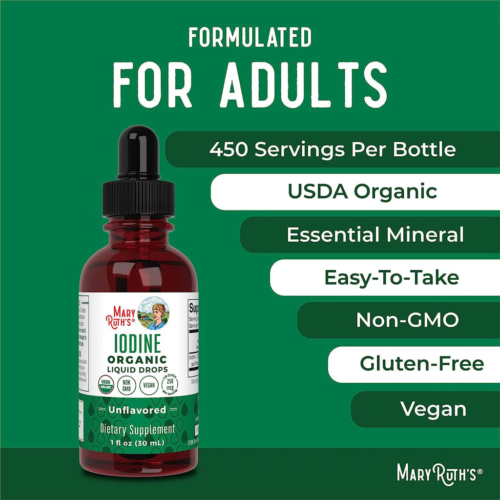 Potassium Iodine Supplement Drops, USDA Organic, Vegan, 450 Servings X57989