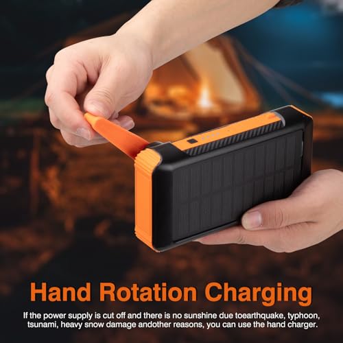 Solar Power Bank 20000mAh with Hand Crank, 4 Cables, and LED Flashlight R70939
