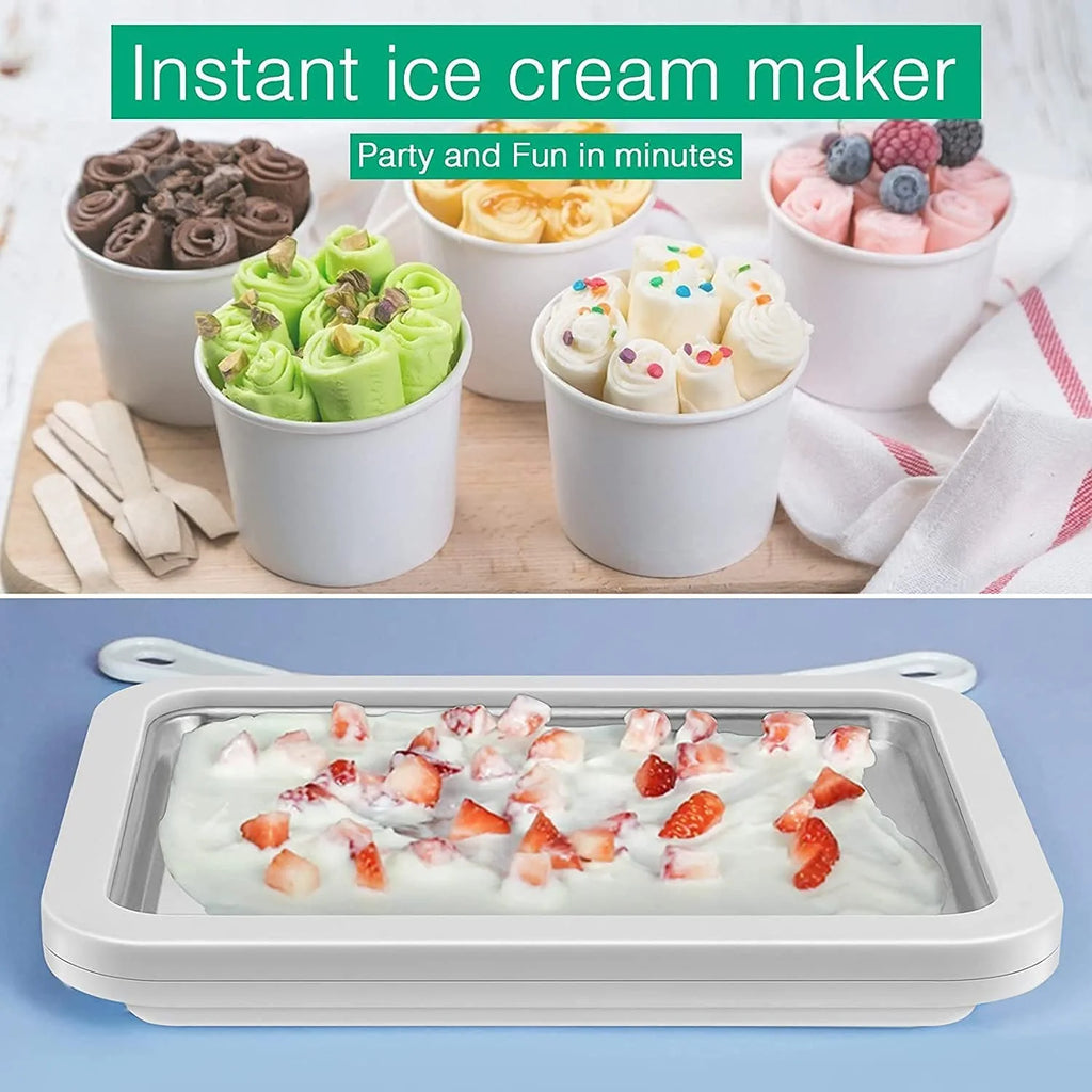 Ice Cream Roll Maker DIY Instant Rolled Ice Cream Plate with 2 Spatulas V392939