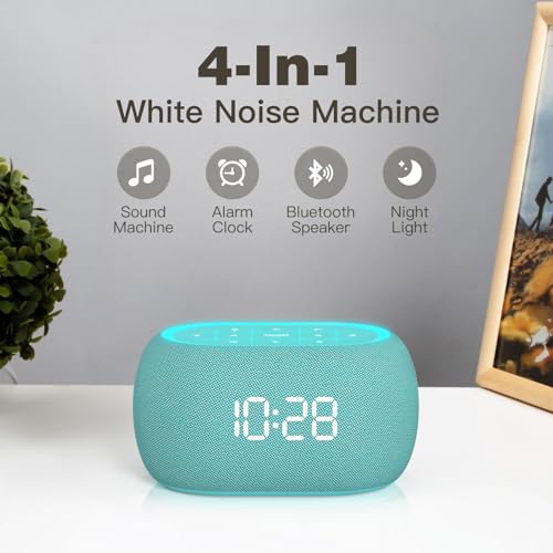 White Noise Sound Machine Alarm Clock with Bluetooth Speaker Q9962