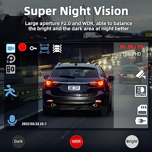 3 Channel Dash Cam Front Rear Inside, 2.5K WiFi, 64GB Card, IR Night Vision B335696