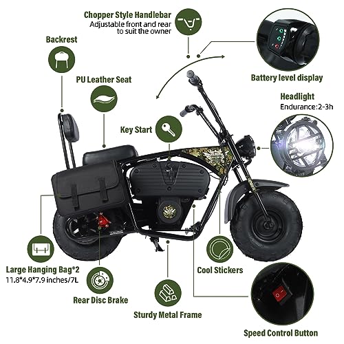 Electric Mini Bike for Kids, 36V Battery, 1000W Motor, 2 Speeds, Green G2174
