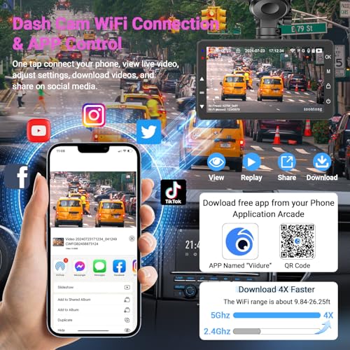 Dash Cam 1080P FHD with 32GB Card, Night Vision, 170° Wide Angle S2225