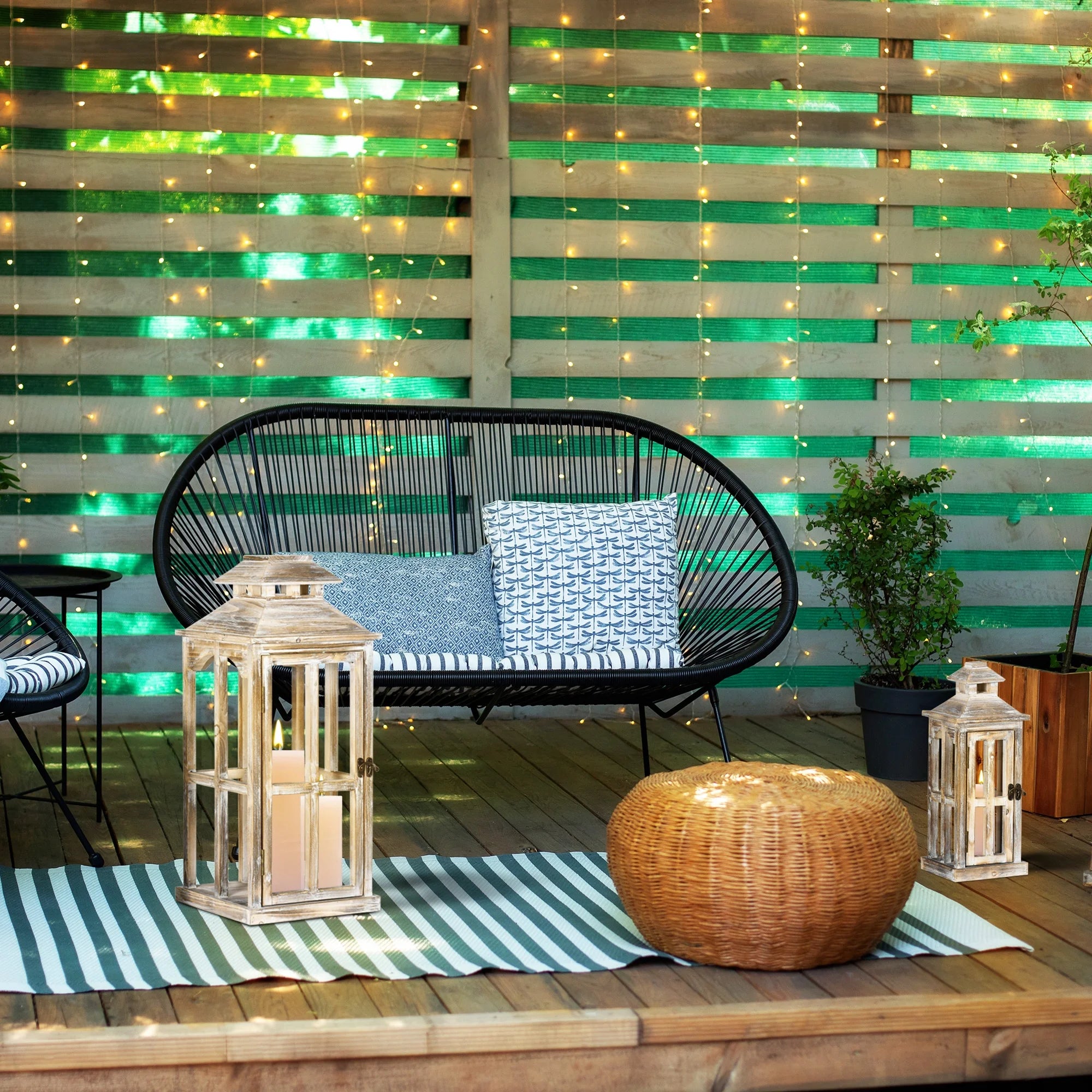 Rustic Wooden Lantern 2-Pack for Indoor Outdoor Decor F28564