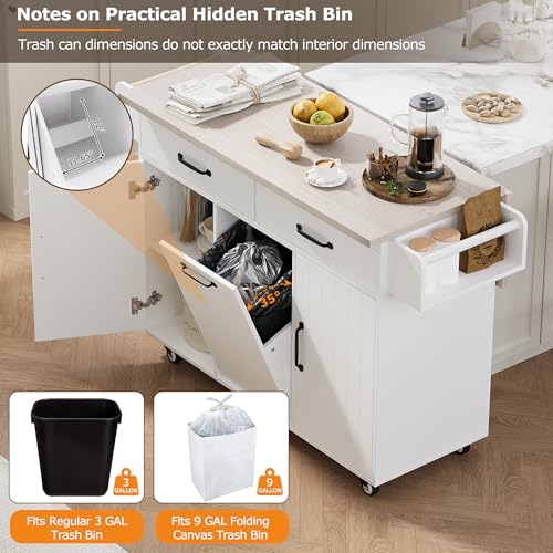 Farmhouse Kitchen Island with Drop Leaf, Barn Door and Wheels O34026