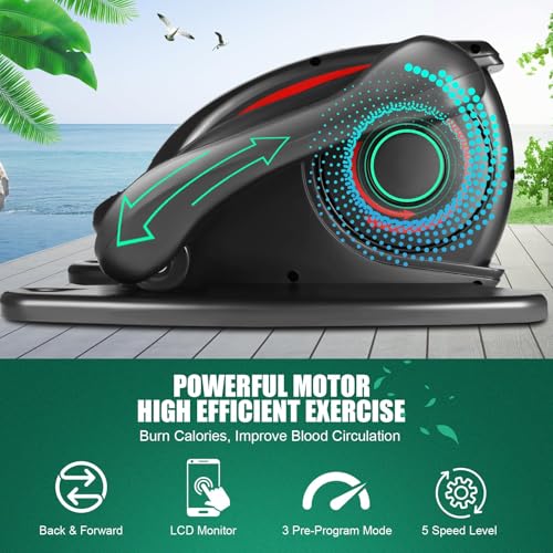 Under Desk Elliptical, Electric Leg Exerciser for Seniors Adults, Quiet Portable Seated Foot Pedal with Remote Control G7774