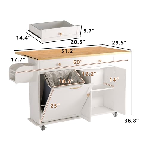 Movable Kitchen Island with Drop Leaf and Power Outlet J472
