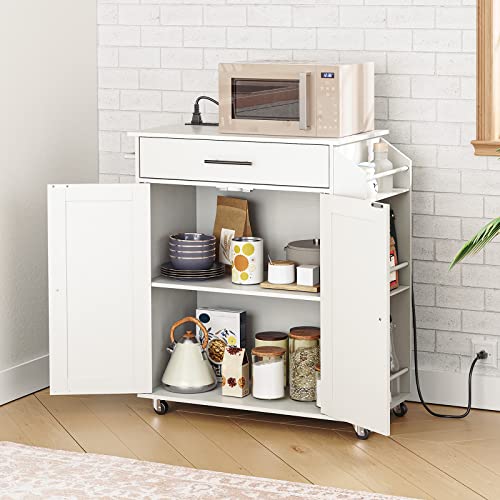 Kitchen Island with Power Outlet and Spice Rack on Wheels D759355