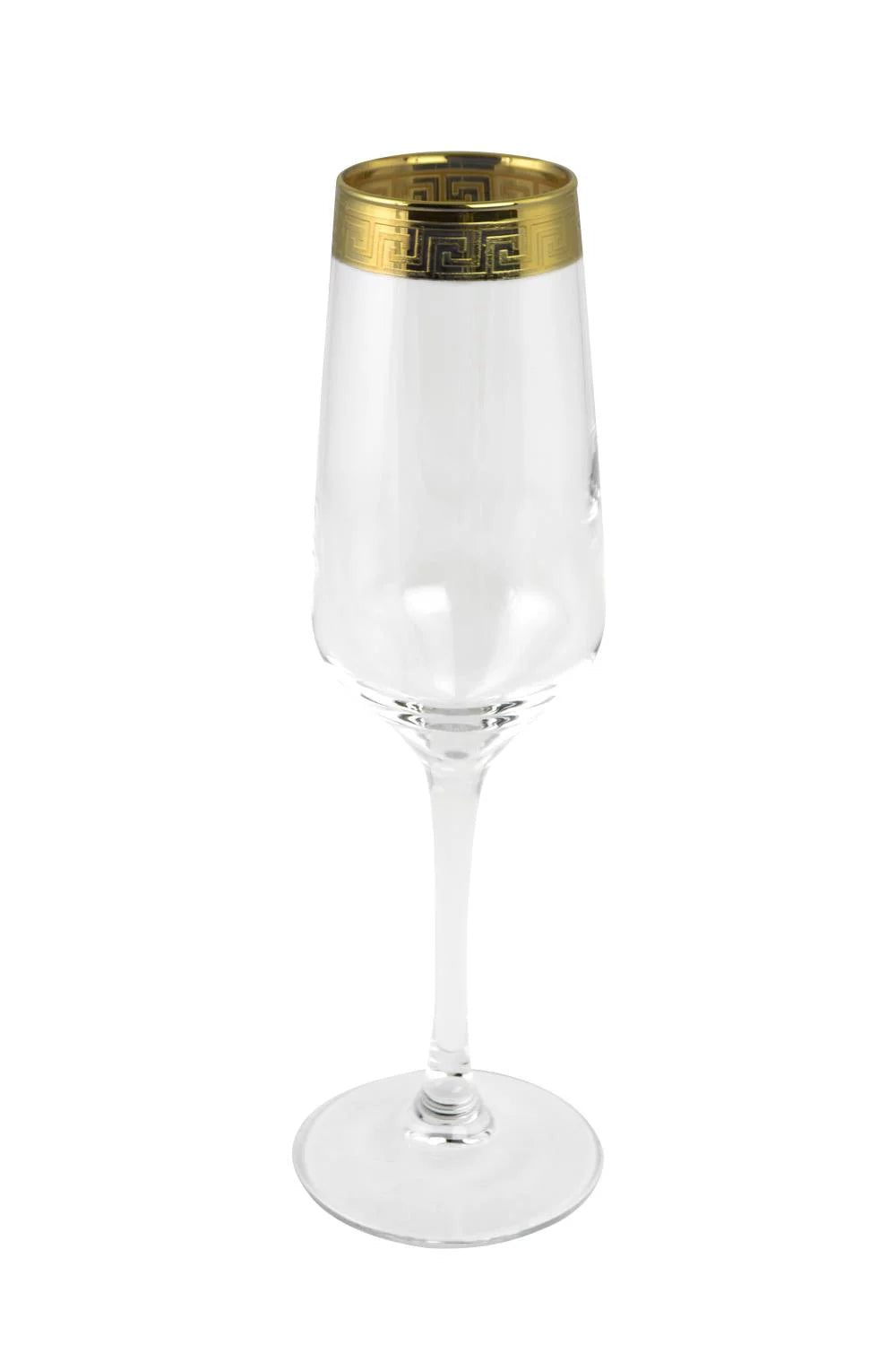 8.5 in. Flute Glass with Greek Key Design, 6 Piece N8456