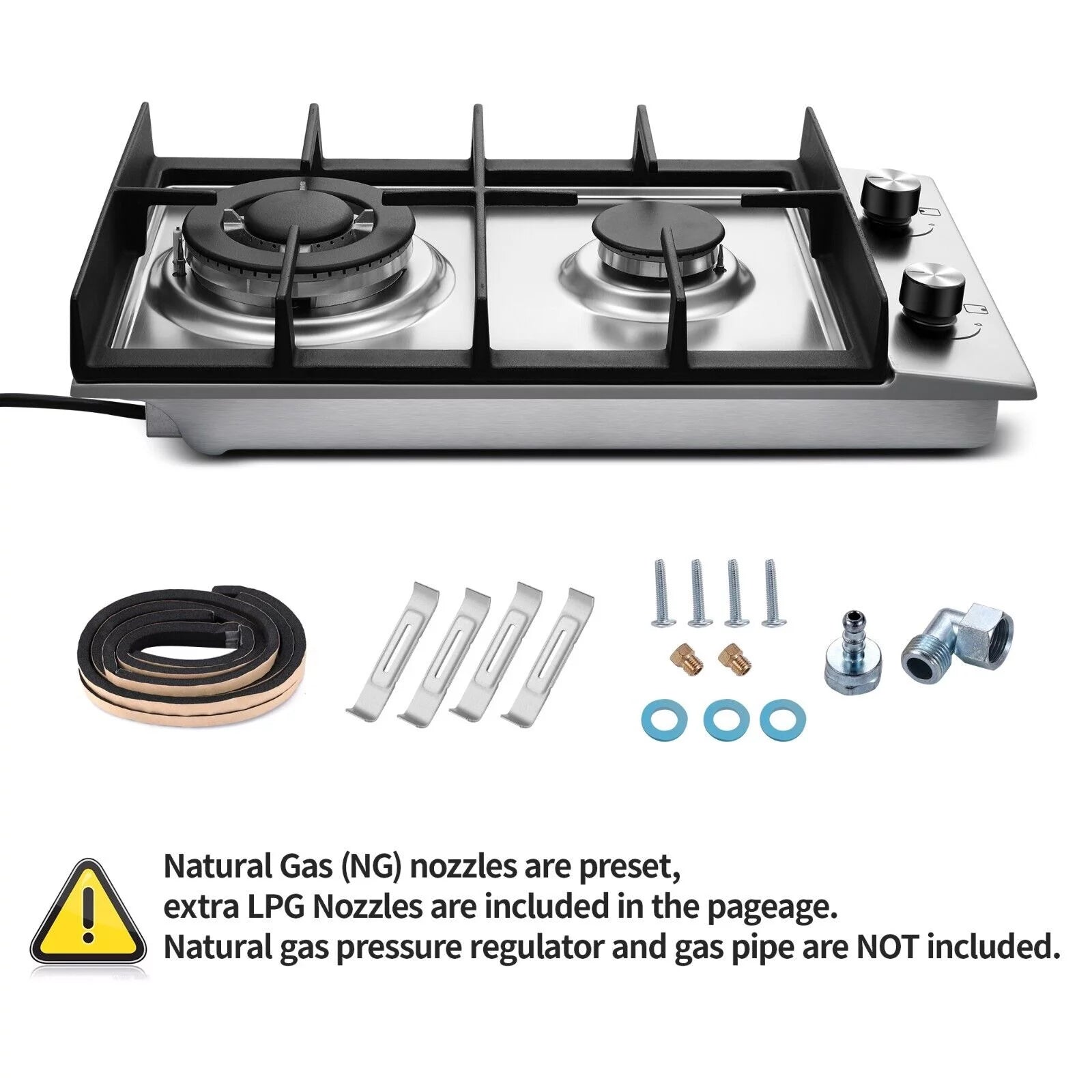 12" Gas Cooktop Stainless Steel NG/LPG Built-in Q34675