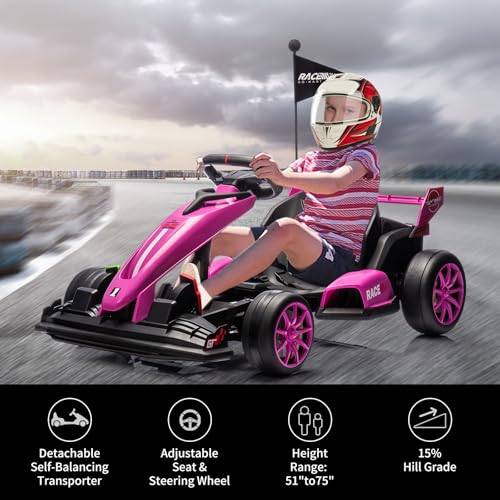 24V Electric Drift Kart for Kids with Adjustable Seat and 8.5MPH Speed Z339