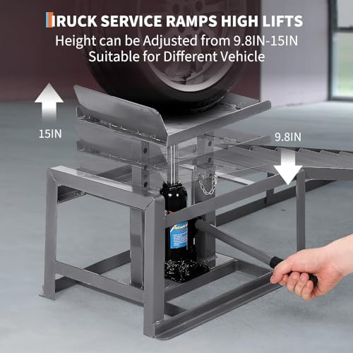 Hydraulic Car and Truck Service Ramps, 11023 Lbs Capacity, Portable Lifts for Oil Changes D8064