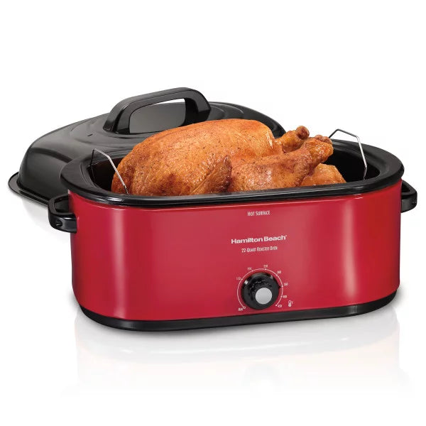 22 Quart Roaster Oven, Fits 28 lb Turkey, Red Q8854