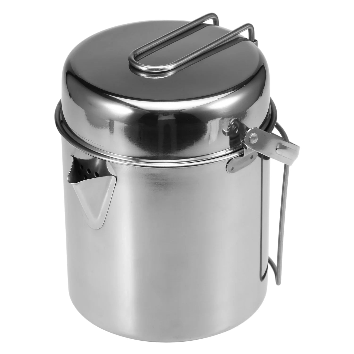 Stainless Steel Cooking Kettle Portable Camping Pot with Foldable Handle M4902