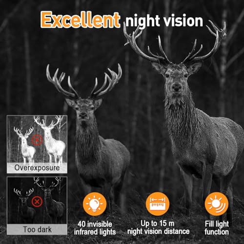 Trail Camera WiFi Bluetooth, 2.7K 48MP Night Vision Motion Activated M9653