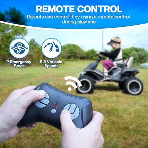 24V Ride on Toy for Big Kids with 4 Motors, Bluetooth Speaker, Adjustable Seat J34962