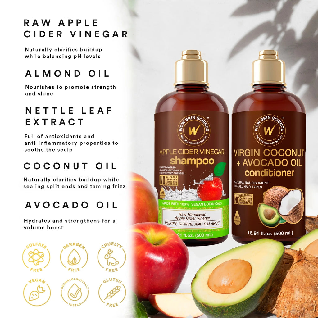 Apple Cider Vinegar Shampoo & Coconut Avocado Conditioner Duo 16.9 oz H28717