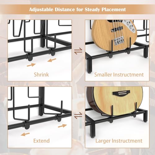 Guitar Rack, 3-Piece Floor Stand with Amp Support, Adjustable Holder for Multiple Instruments X487178