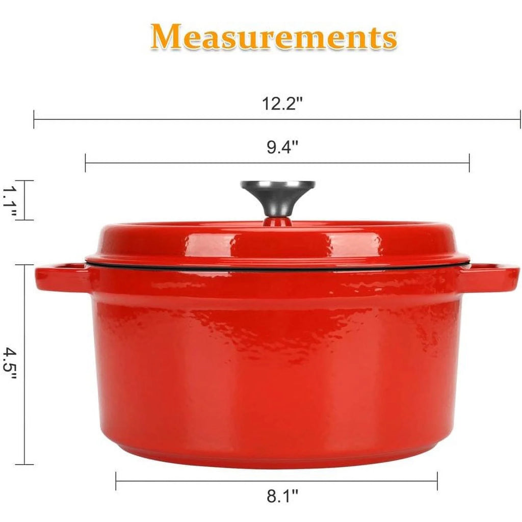 Enameled Cast Iron Dutch Oven, 5 qt Round Casserole Dish for Bread Baking Y323