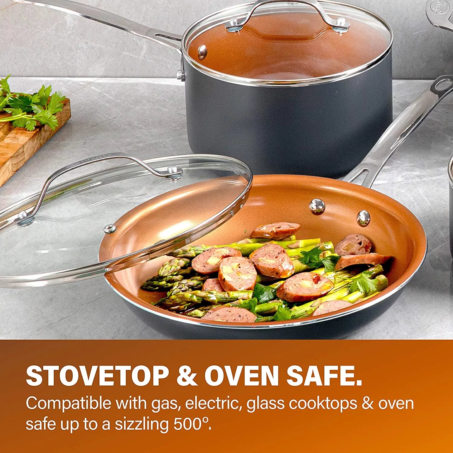 12 Piece Non-Stick Cookware Set with Skillets, Fry Pans and Stock Pots S98131