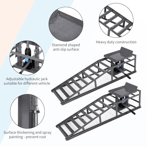 Hydraulic Car and Truck Service Ramps, 11023 Lbs Capacity, Portable Lifts for Oil Changes D8064