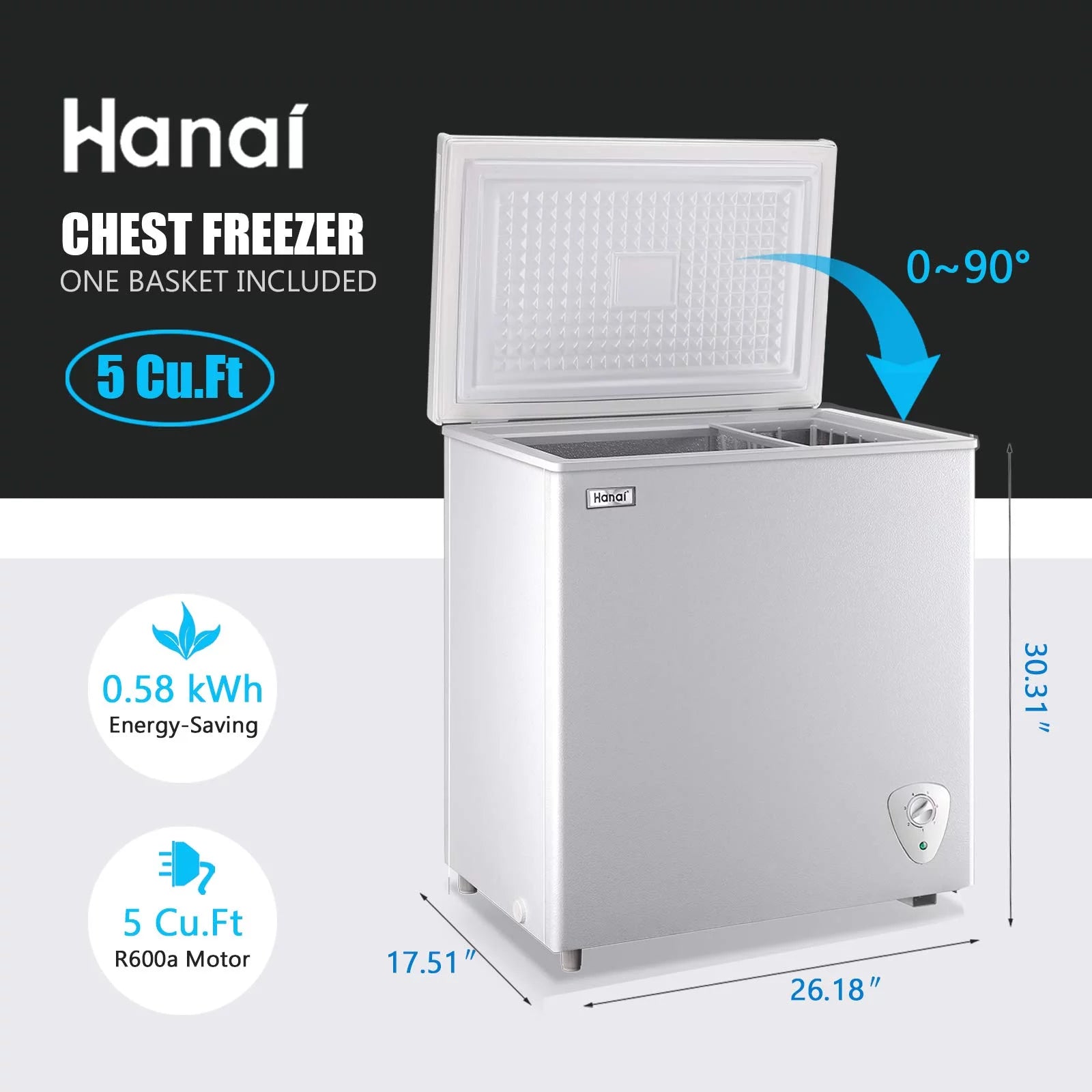 Chest Freezer, 5 Cu.ft, White Q532