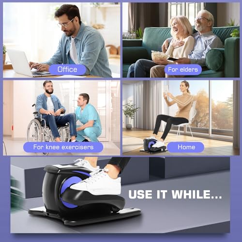 Under Desk Elliptical, Electric Leg Exerciser for Seniors Adults, Quiet Portable Seated Foot Pedal with Remote Control G7774