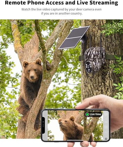 Cellular Trail Camera 4G LTE with Solar Panel, Motion Activated, 2K Night Vision E2472