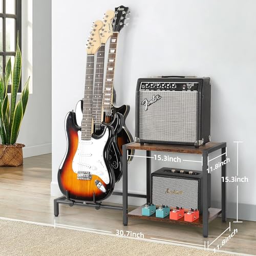 Guitar Rack, 3-Piece Floor Stand with Amp Support, Adjustable Holder for Multiple Instruments X487178