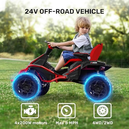 24V 4x4 Ride On Toy for Big Kids, 4x200W Motors, 5MPH, Parent Remote, Wide Adjustable Seat, Green L494349