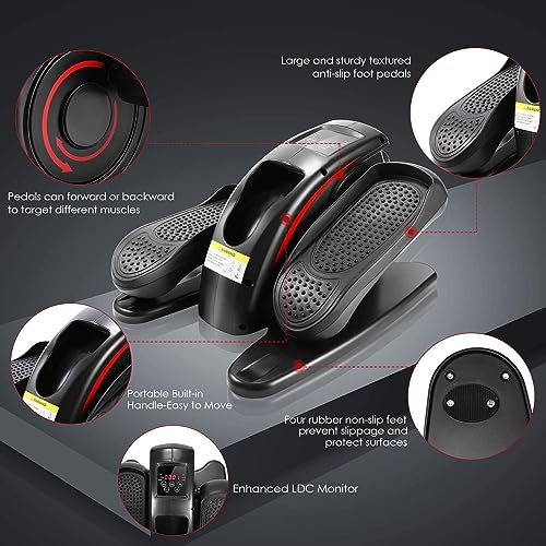 Under Desk Elliptical Machine - Quiet Pedal Exerciser for Seniors, Office & Home N263