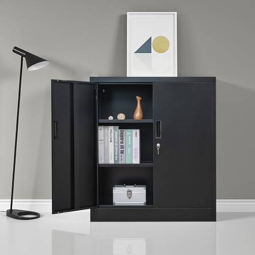 Locking Metal Storage Cabinet with Shelves and Doors L888