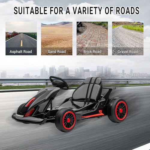 Kids Go Kart, 24V Electric Drift Car with Dual 200W Motors, 2-Speed, White B188186