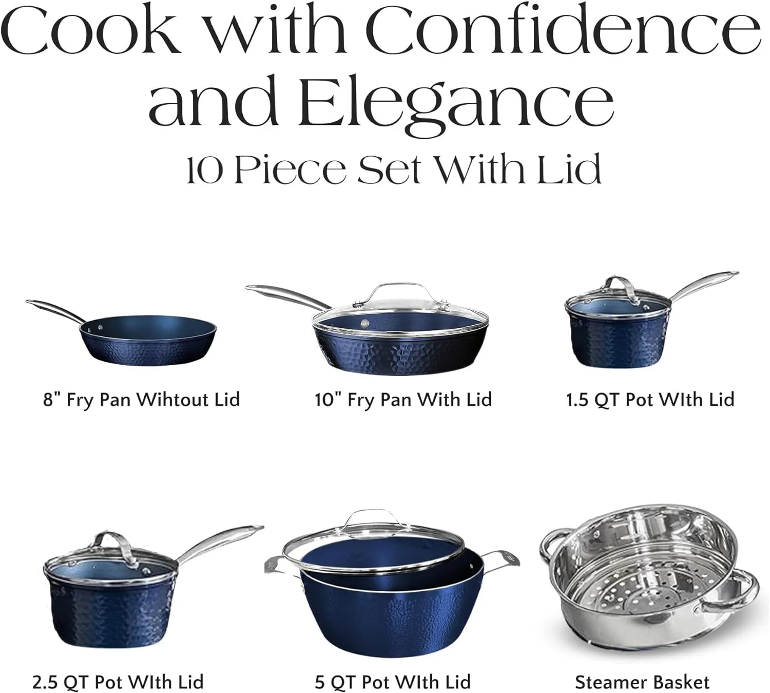Non-Stick Ceramic 10 Piece Cookware Set with Glass Lids Y188300