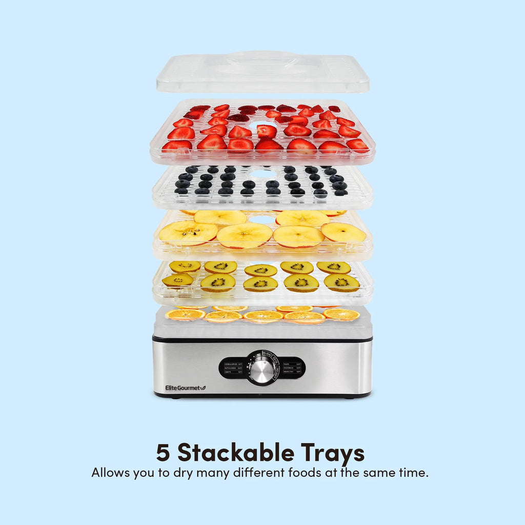 Food Dehydrator with 5 Stainless Steel Trays Q192909