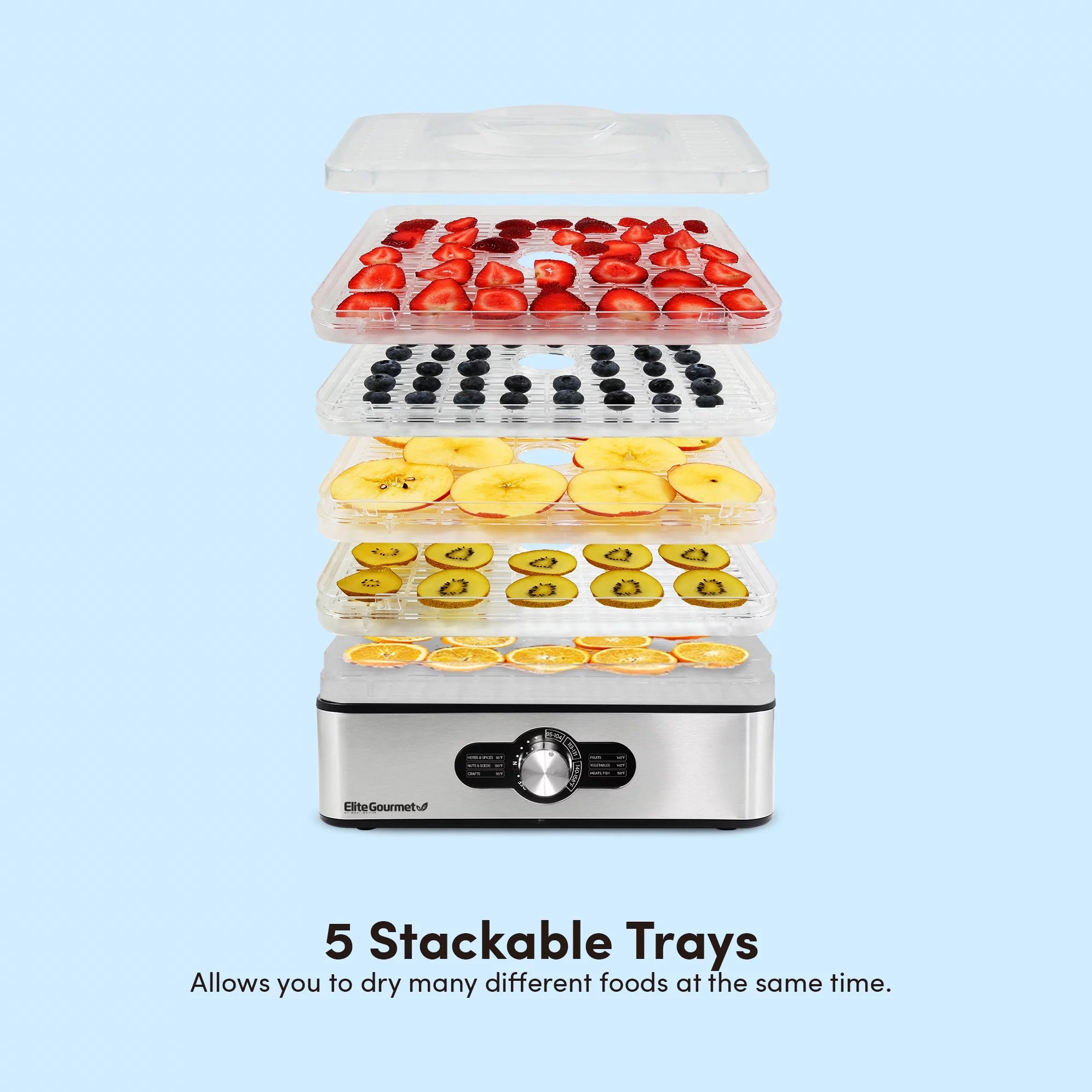 Food Dehydrator with 5 Stainless Steel Trays Q192909