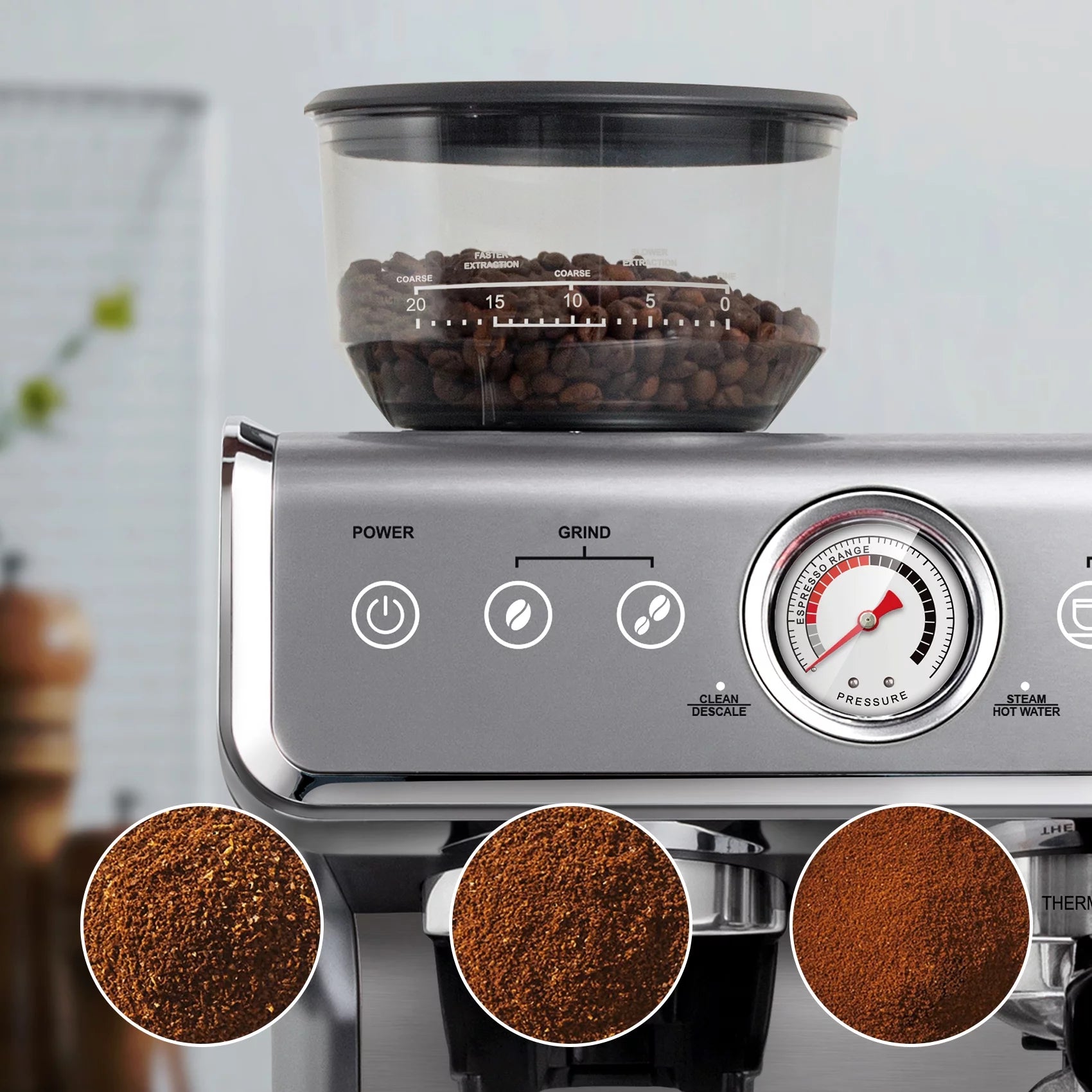 Semi-Automatic Espresso Machine - Silver - 2 Litre Water Tank K743951