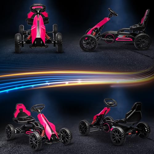 12V Electric Go Kart for Kids, Outdoor Ride-On Toy with Adjustable Speed A571780