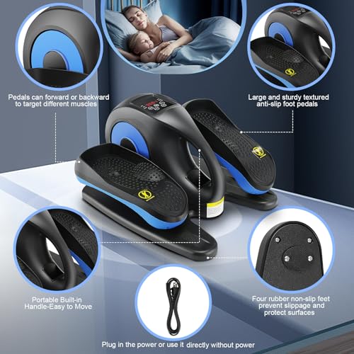 Under Desk Elliptical, Electric Leg Exerciser for Seniors Adults, Quiet Portable Seated Foot Pedal with Remote Control G7774