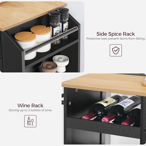 Kitchen Island with Power Outlet and Drawer on Wheels I678