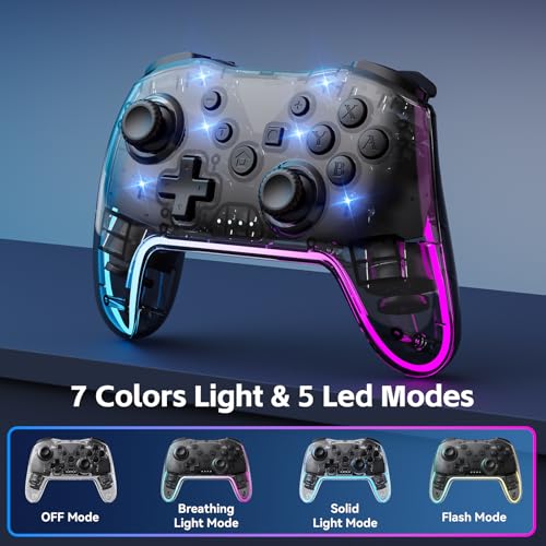 Wireless Controller for Switch, PC, Android, iOS with RGB Lighting U4373