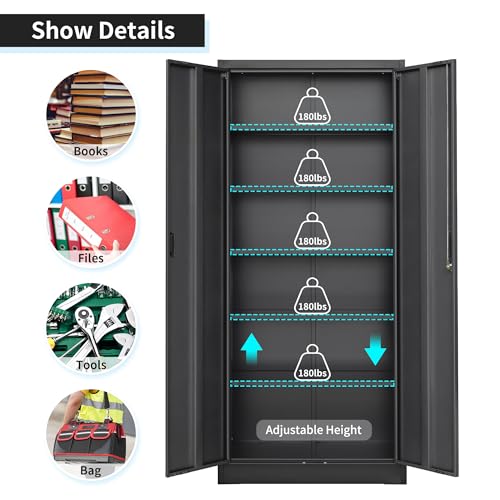 Metal Storage Cabinet with Adjustable Shelves, White W537131