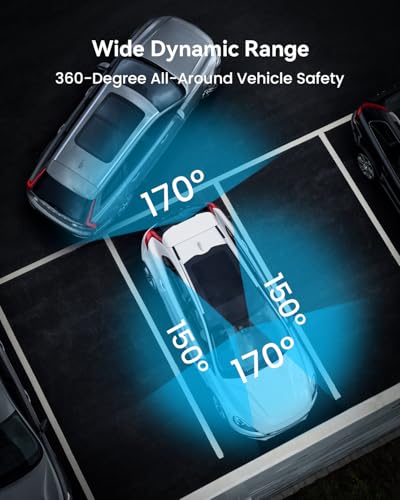 4 Channel Dash Cam 360° View, 1080P Front and Rear Inside, Left Right, Night Vision, 5G WiFi & APP Control I866