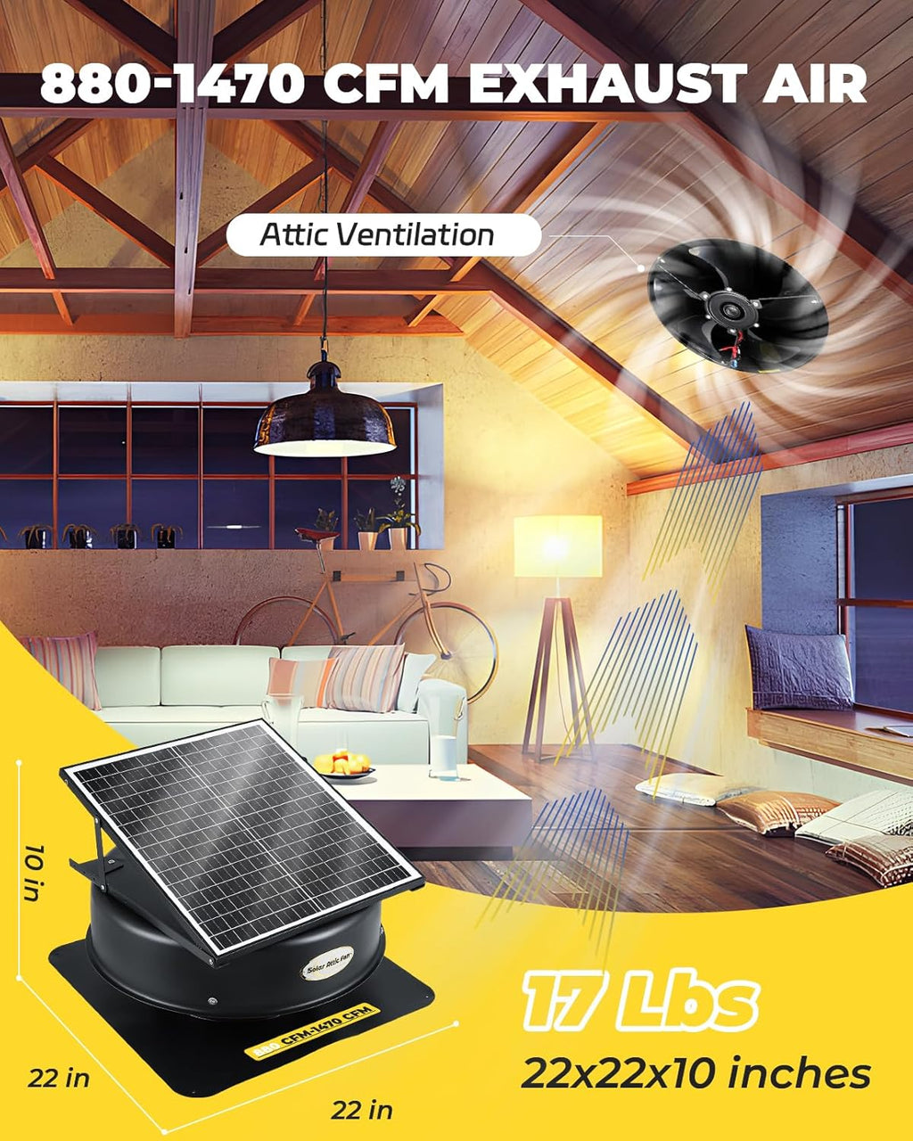 Solar Attic Fan with Remote Control, 40 Watt Roof Exhaust Fan R14384