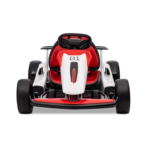 Kids Go Kart, 24V Electric Drift Car with Dual 200W Motors, 2-Speed, White B188186