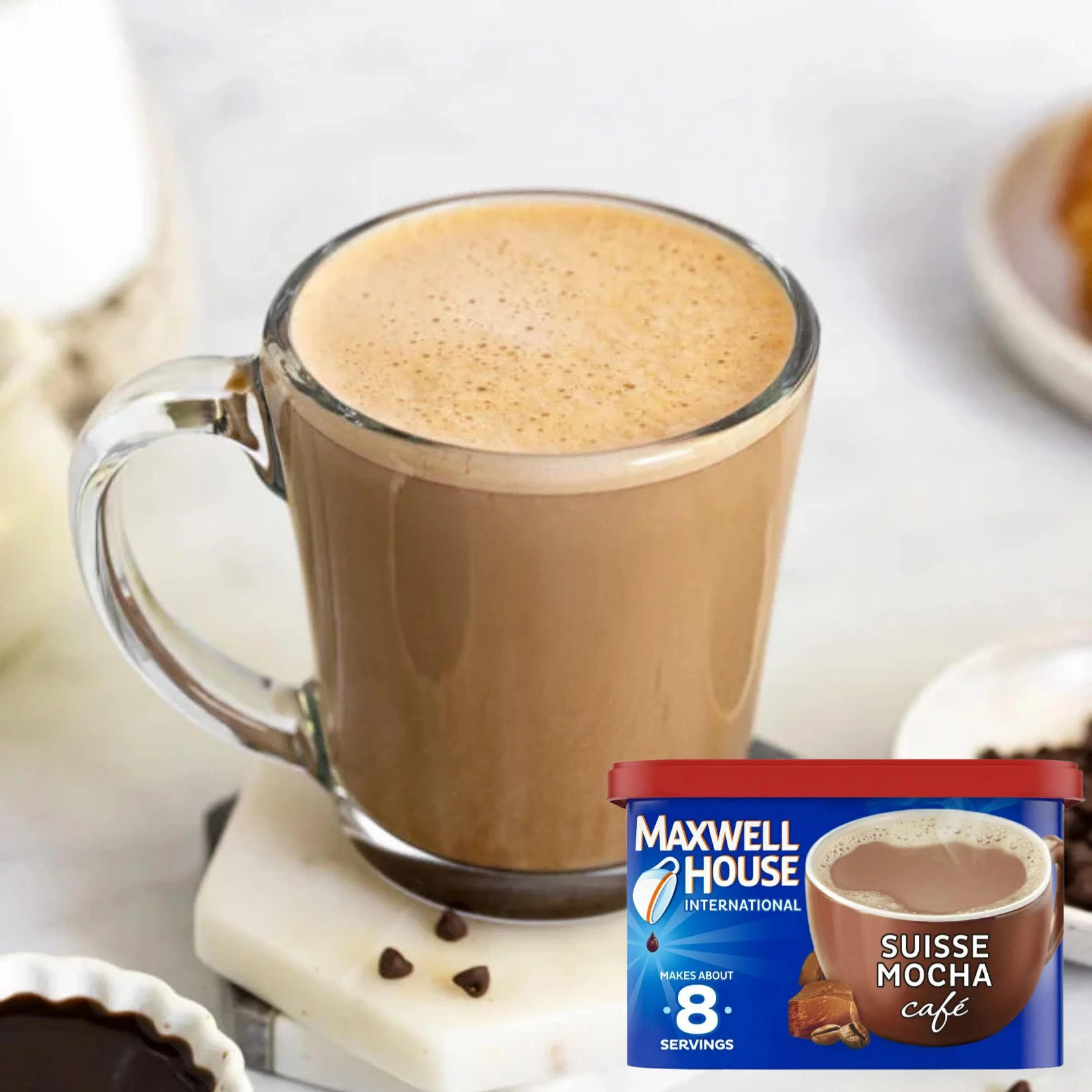 Caffeine-Free Suisse Mocha Instant Coffee, 8 Servings, Pack of 2 F456872